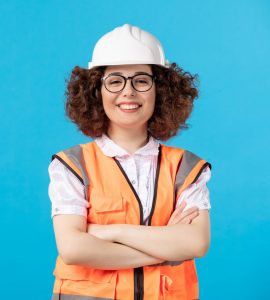 front-view-female-builder-uniform-blue-wall